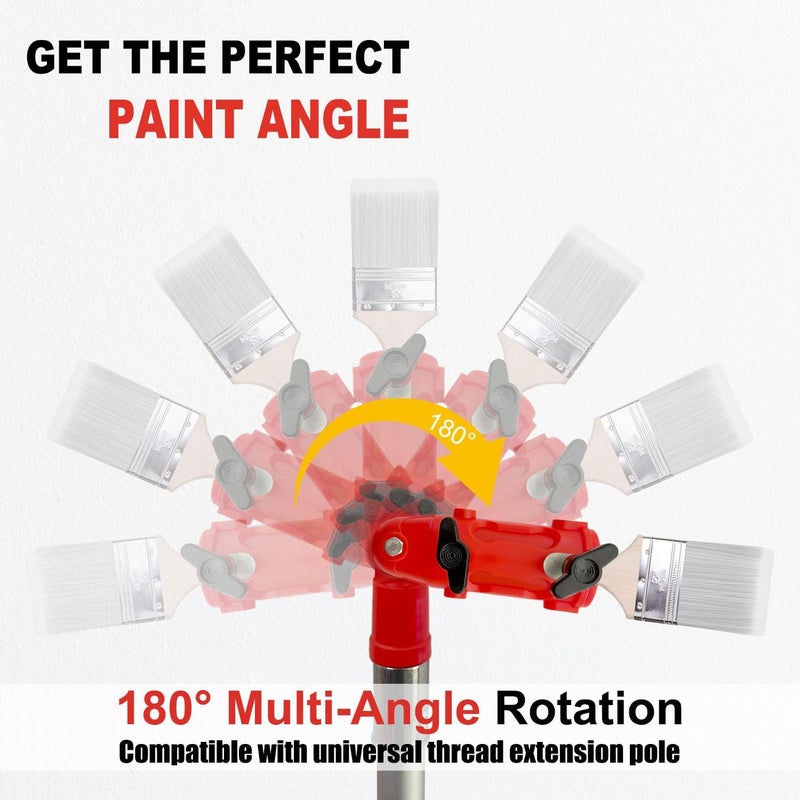 timebetter Multi Angle Paint Brush Extender V2, Long Handle Paint Brush, Extension Pole Attachments for Paint Roller, Paint Edger Tool for High Ceilings, Corner Painting Tools for Paint Extension Pole (Red) - Image 3
